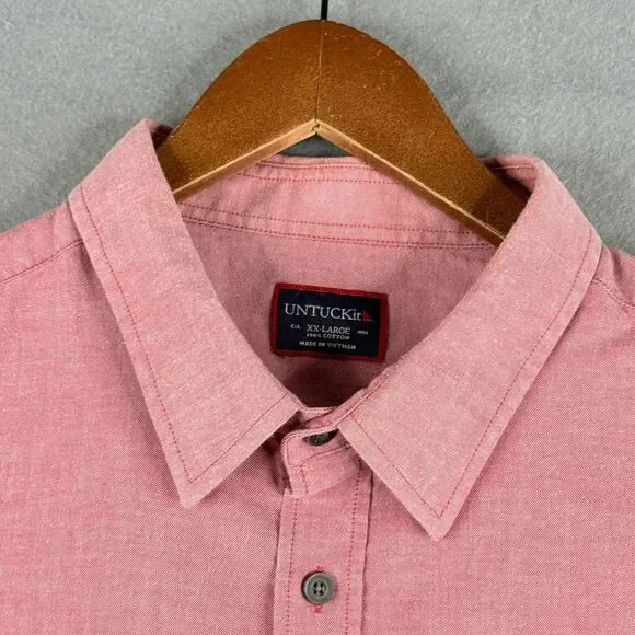 UNTUCKit Shirt Mens 2XL Red Chambray Cotton Button Up Long Sleeve - Picture 2 of 9